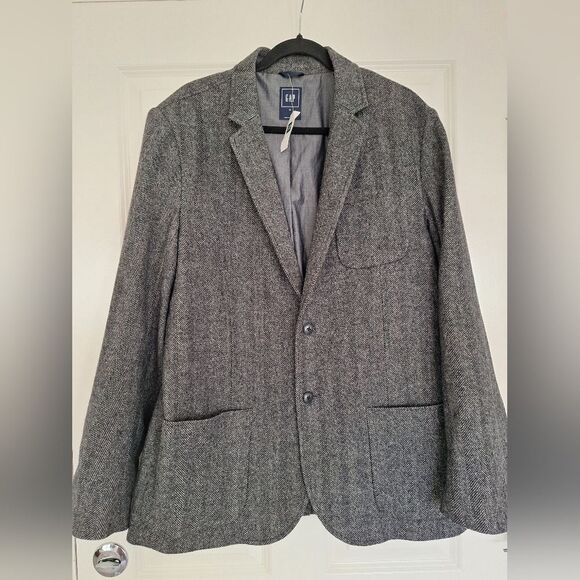 Gap Blazer Jacket XLarge Men Gray Wool Single Vent 2 Buttons - Picture 1 of 7